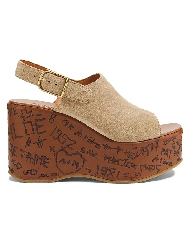 Chloé Women's Maxime Suede Wedge Sandals - Sandy Brown