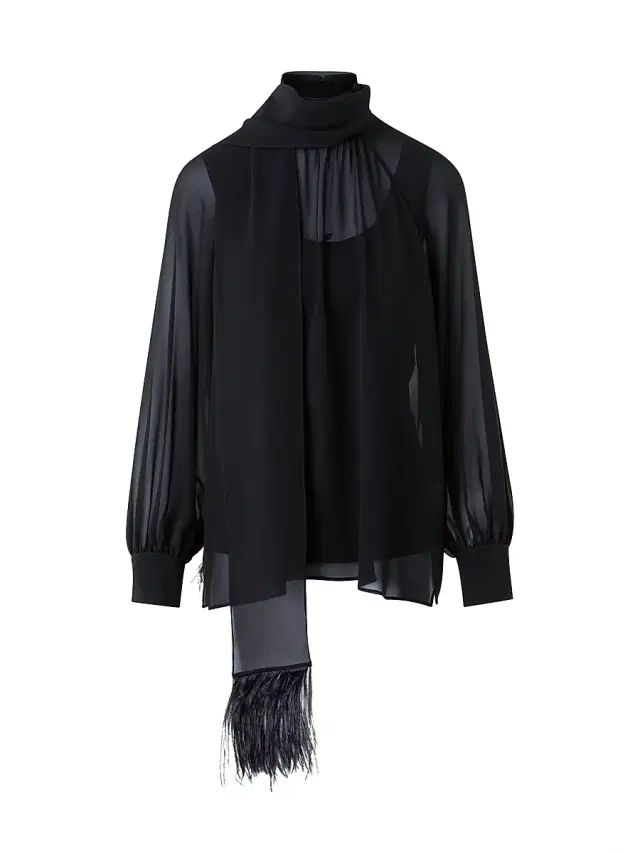 Akris Women's Scarf Silk Georgette Blouse - Black