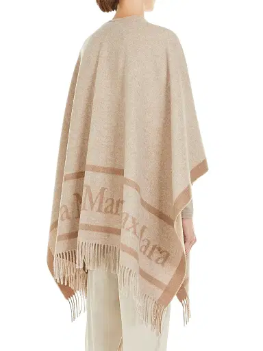 Max Mara Women's Jacquard Wool Poncho - Beige | Thumbnail 3 Max Mara Women's Jacquard Wool Poncho - Beige | Thumbnail 3