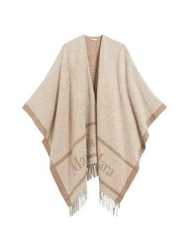 Max Mara Women's Jacquard Wool Poncho - Beige | Thumbnail 1 Max Mara Women's Jacquard Wool Poncho - Beige | Thumbnail 1