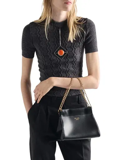 Prada Women's Enchaîné Leather Shoulder Bag - Black | Thumbnail 2 Prada Women's Enchaîné Leather Shoulder Bag - Black | Thumbnail 2