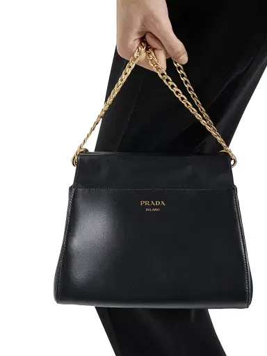 Prada Women's Enchaîné Leather Shoulder Bag - Black | Thumbnail 4 Prada Women's Enchaîné Leather Shoulder Bag - Black | Thumbnail 4