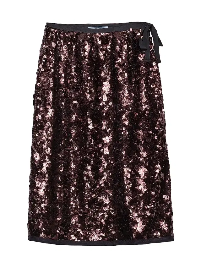 Women's Embroidered Sequin Skirt - Purple