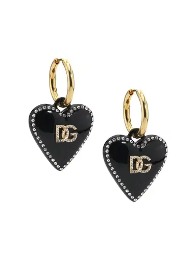Dolce & Gabbana Women's Goldtone & Crystal Heart Drop Earrings - Black Gold | Thumbnail 1 Dolce & Gabbana Women's Goldtone & Crystal Heart Drop Earrings - Black Gold | Thumbnail 1