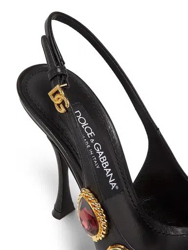 Dolce & Gabbana Women's Crystal-Embellished Leather Slingback Pumps - Black Multicolor | Thumbnail 5 Dolce & Gabbana Women's Crystal-Embellished Leather Slingback Pumps - Black Multicolor | Thumbnail 5