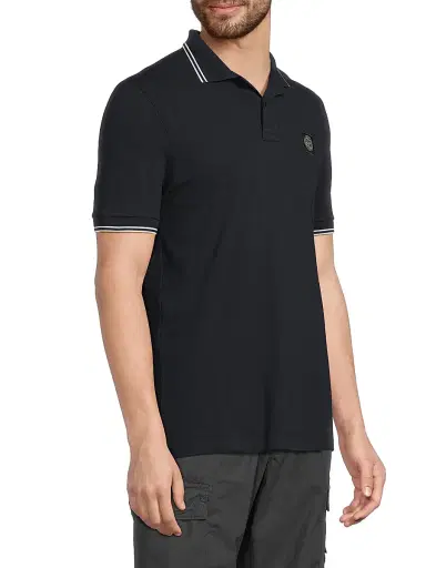 Stone Island Men's Logo Patch Stretch-Cotton Polo Shirt - Navy Blue - Size Small | Thumbnail 4