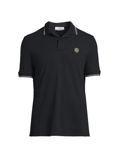 Stone Island Men's Logo Patch Stretch-Cotton Polo Shirt - Navy Blue - Size Small | Thumbnail 1