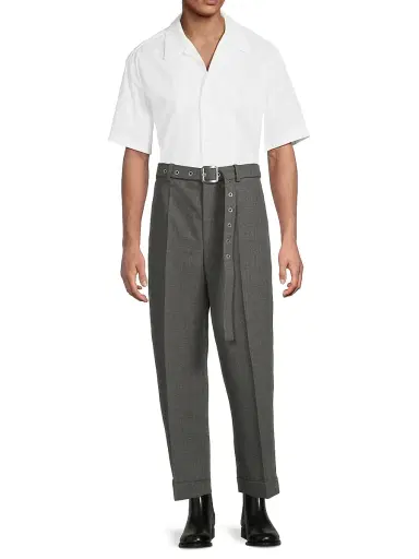 Jil Sander Men's Belted Wool Trousers - Volcanic Glass | Thumbnail 2