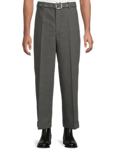 Jil Sander Men's Belted Wool Trousers - Volcanic Glass | Thumbnail 3
