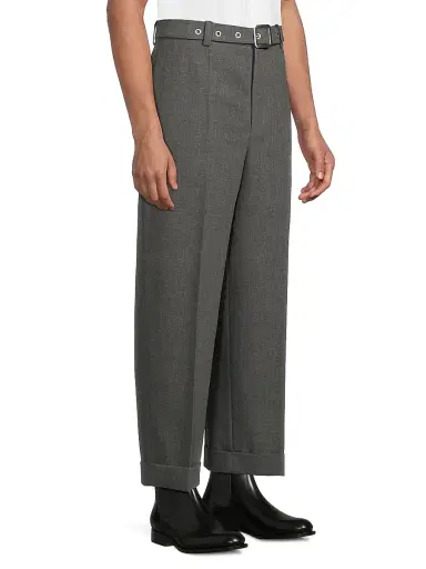 Jil Sander Men's Belted Wool Trousers - Volcanic Glass | Thumbnail 4