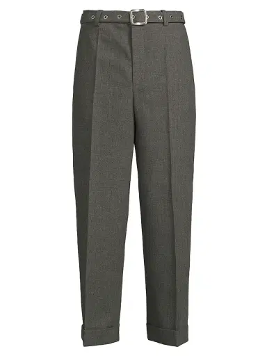 Jil Sander Men's Belted Wool Trousers - Volcanic Glass | Thumbnail 1