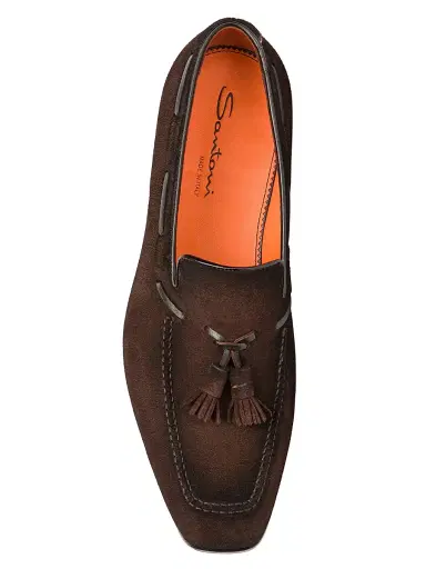 Santoni Men's Brando Tassel Suede Loafers | Thumbnail 3