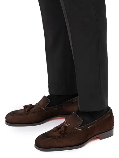 Santoni Men's Brando Tassel Suede Loafers | Thumbnail 5