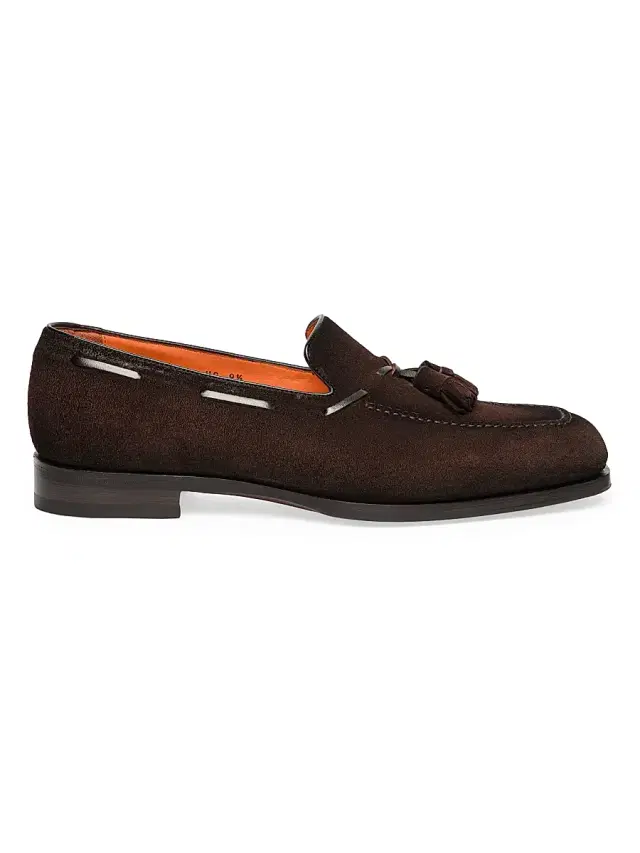 Santoni Men's Brando Tassel Suede Loafers