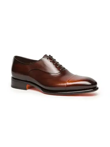 Santoni Men's Carter Cap-Toe Leather Oxfords - Orange - Size 11 | Thumbnail 2