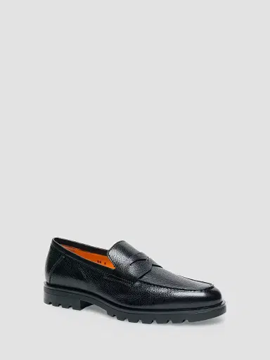 Santoni Men's Rock Lug Sole Leather Penny Loafers - Black - Size 13 | Thumbnail 2