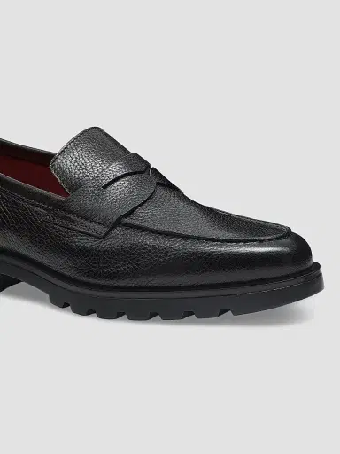 Santoni Men's Rock Lug Sole Leather Penny Loafers - Black - Size 13 | Thumbnail 4