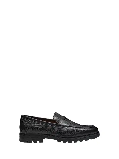 Santoni Men's Rock Lug Sole Leather Penny Loafers - Black - Size 13 | Thumbnail 1