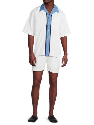 Marni Men's Vertical Stripe Poplin Bowling Shirt - Lily White - Size 46 | Thumbnail 2