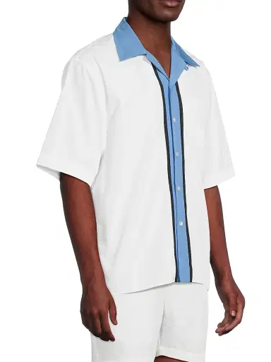 Marni Men's Vertical Stripe Poplin Bowling Shirt - Lily White - Size 46 | Thumbnail 4
