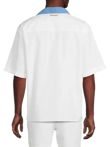 Marni Men's Vertical Stripe Poplin Bowling Shirt - Lily White - Size 46 | Thumbnail 5