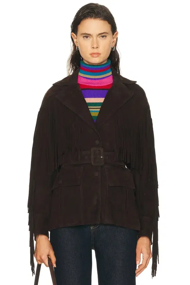 NOUR HAMMOUR Cassidy Suede Fringe Jacket