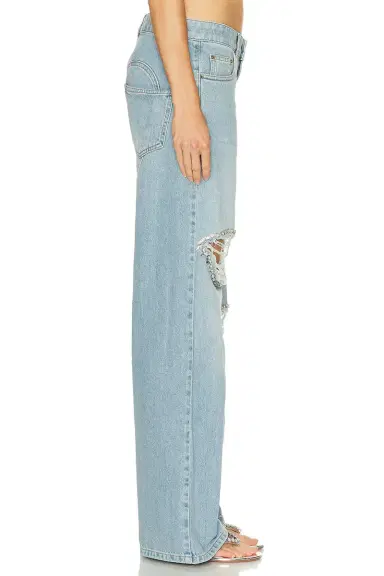 AREA Distressed Crystal Relaxed Slit Jean | Thumbnail 2