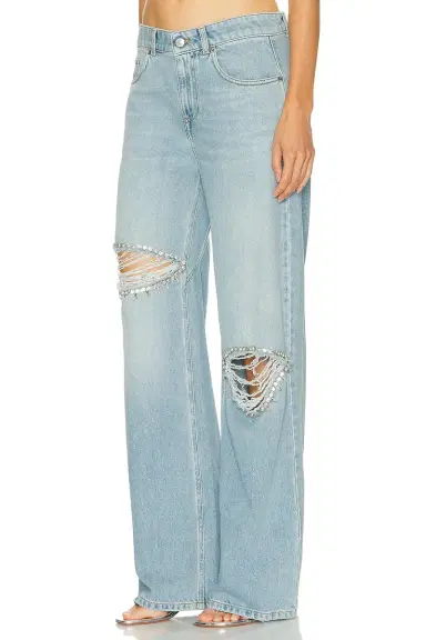 AREA Distressed Crystal Relaxed Slit Jean | Thumbnail 3