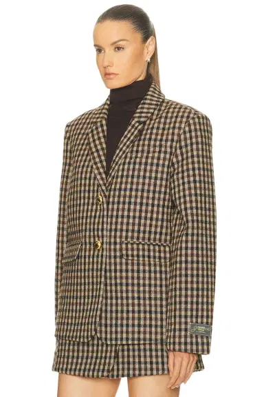 Ganni Check Wool Blazer | Thumbnail 2