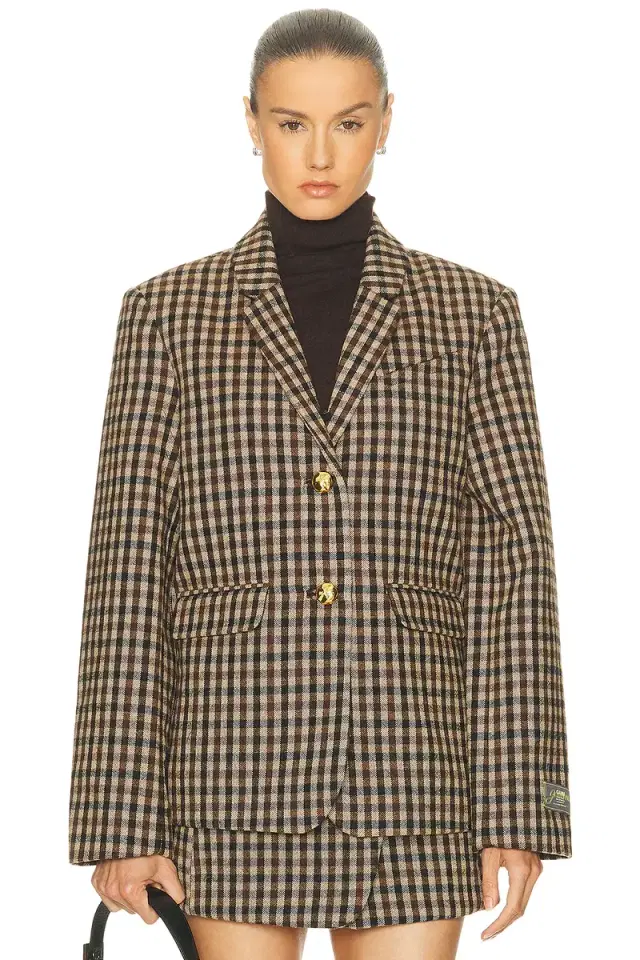 Ganni Check Wool Blazer