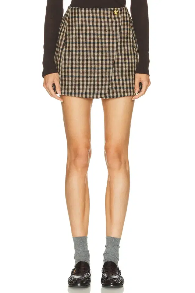 Ganni Check Wool Mini Skirt