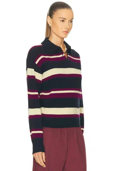 Guest In Residence Collegiate Stripe Polo Top | Thumbnail 2