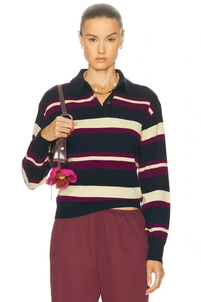 Collegiate Stripe Polo Top