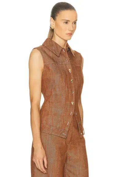 Matthew Bruch Collared Button Down Vest | Thumbnail 2