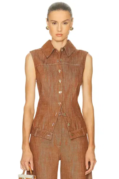 Matthew Bruch Collared Button Down Vest | Thumbnail 1