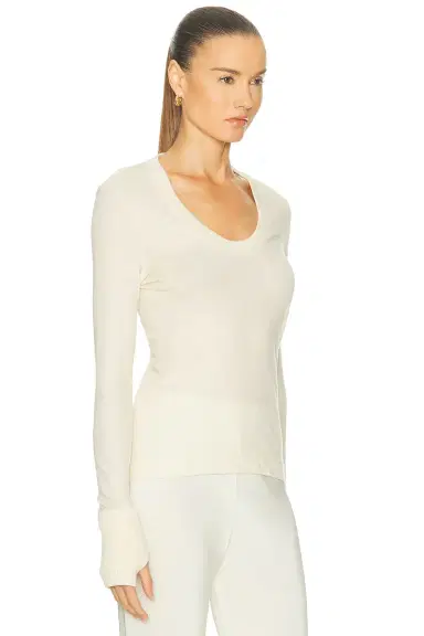 ENZA COSTA Cashmere Easy Cuffed U Neck Top | Thumbnail 2