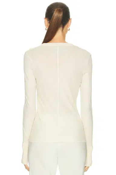 ENZA COSTA Cashmere Easy Cuffed U Neck Top | Thumbnail 3