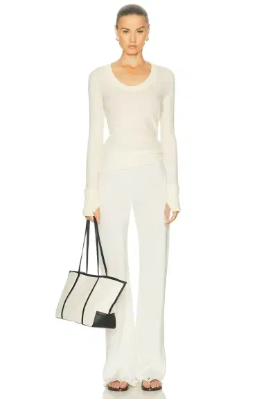 ENZA COSTA Cashmere Easy Cuffed U Neck Top | Thumbnail 4