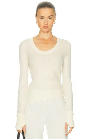 ENZA COSTA Cashmere Easy Cuffed U Neck Top | Thumbnail 1