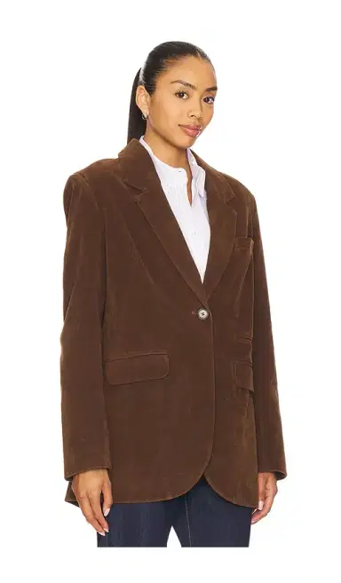 Free People x We The Free Paper Cut Faux Blazer In Brown Bear | Thumbnail 2