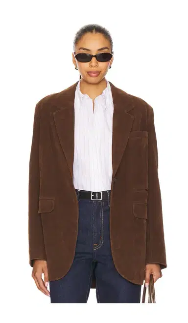 Free People x We The Free Paper Cut Faux Blazer In Brown Bear | Thumbnail 1