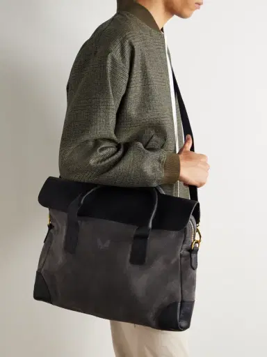 Bennett Winch Suede and Leather Briefcase - Men | Thumbnail 2 Bennett Winch Suede and Leather Briefcase - Men | Thumbnail 2