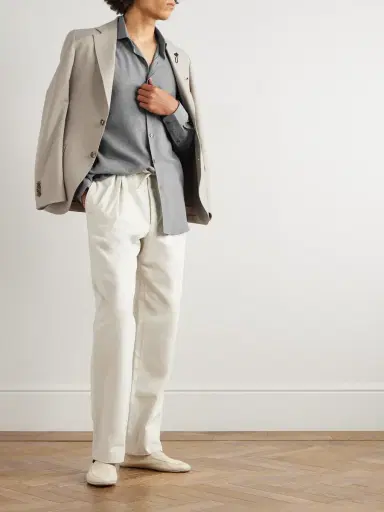 Zegna Cotton and Cashmere-Blend Twill Shirt - Men | Thumbnail 2