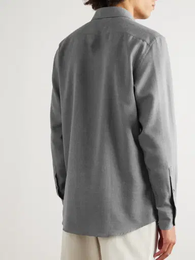 Zegna Cotton and Cashmere-Blend Twill Shirt - Men | Thumbnail 4