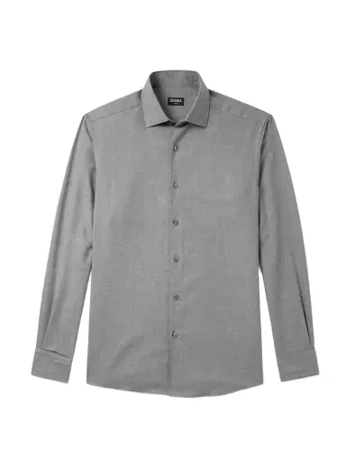 Zegna Cotton and Cashmere-Blend Twill Shirt - Men | Thumbnail 1