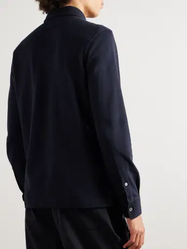 Zegna Suede-Trimmed Cotton-Piqué Polo Shirt - Men | Thumbnail 4 Zegna Suede-Trimmed Cotton-Piqué Polo Shirt - Men | Thumbnail 4