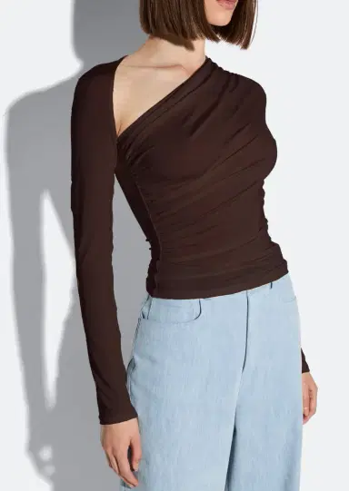 Lapointe Jersey Asymmetrical Ruched Top | Thumbnail 3 Lapointe Jersey Asymmetrical Ruched Top | Thumbnail 3