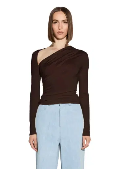 Lapointe Jersey Asymmetrical Ruched Top | Thumbnail 1 Lapointe Jersey Asymmetrical Ruched Top | Thumbnail 1
