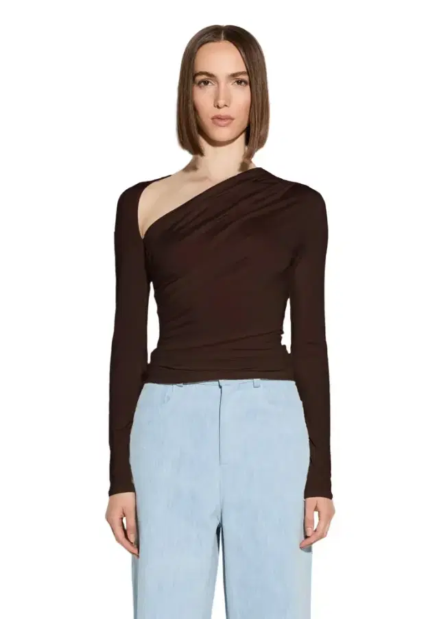 LAPOINTE Jersey Asymmetrical Ruched Top