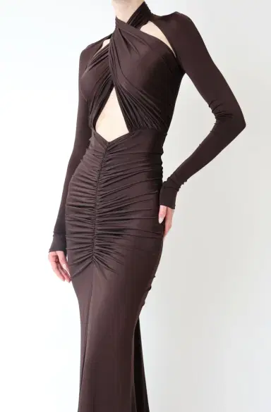 Lapointe Jersey Halter Ruched Gown | Thumbnail 3 Lapointe Jersey Halter Ruched Gown | Thumbnail 3